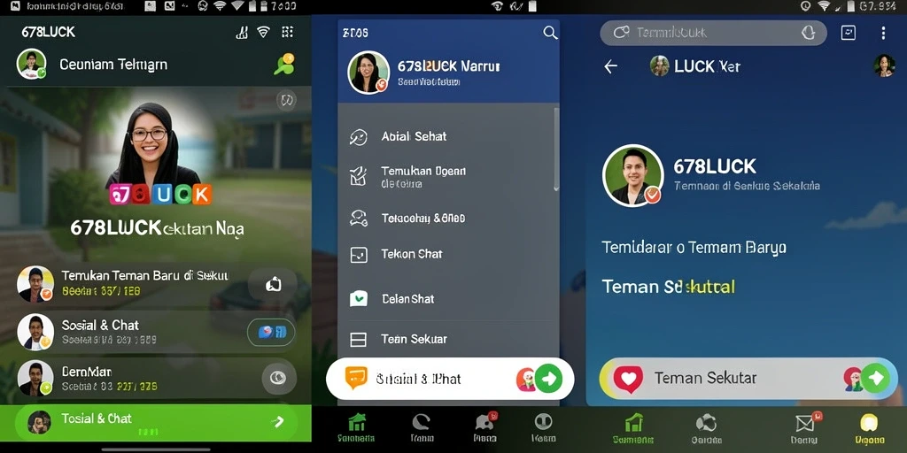 Antarmuka pengguna 678LUCK untuk mencari teman baru.