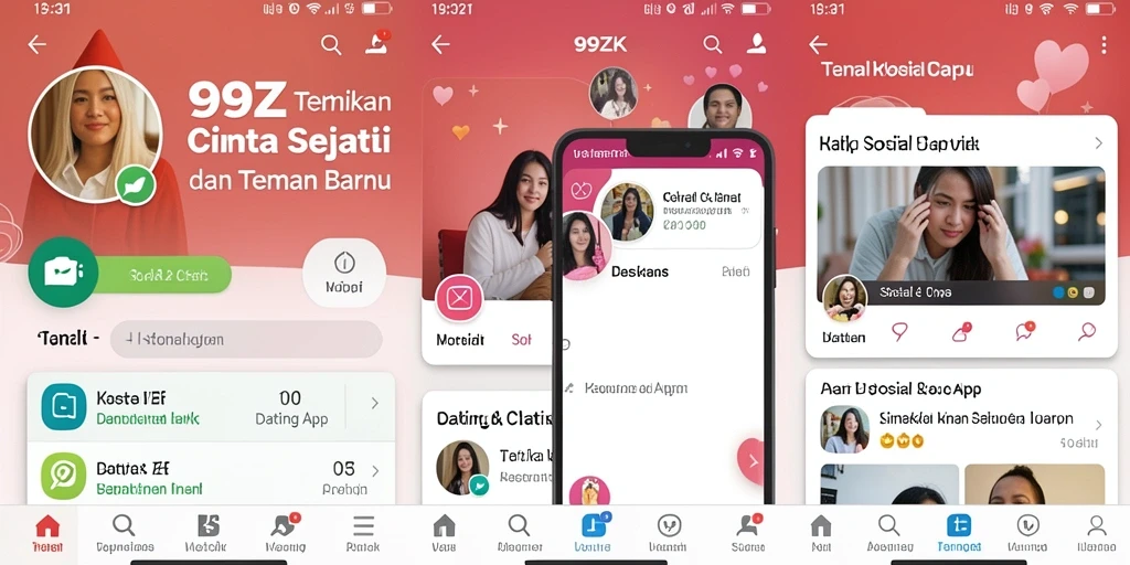 Antarmuka 99ZK yang menarik dan interaktif saat mencari pasangan.