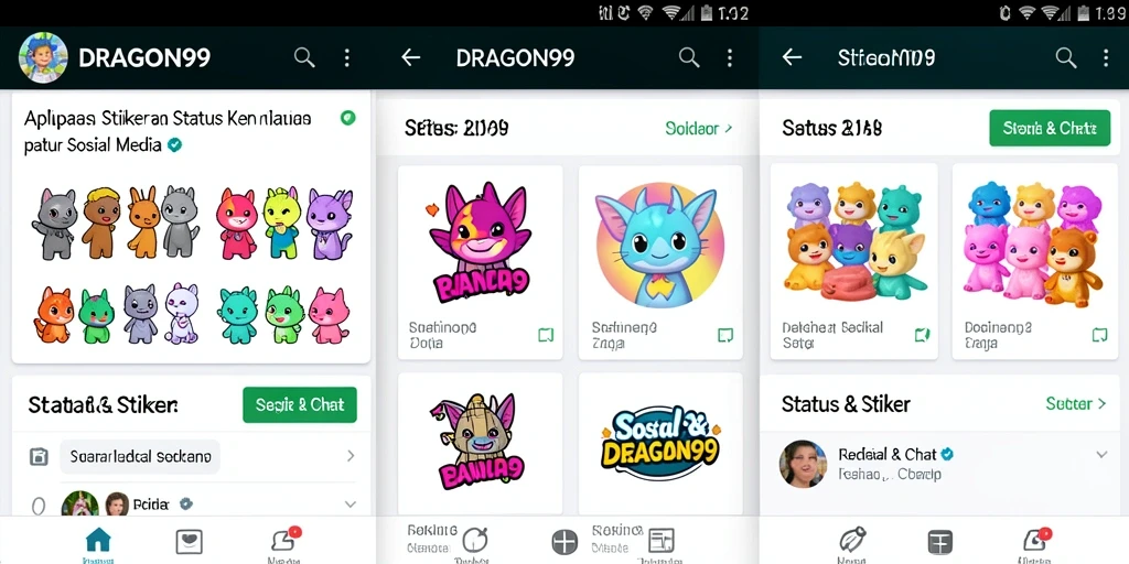 Tampilan antarmuka DRAGON99 dengan pilihan stiker yang beragam.