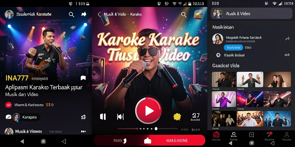 Antarmuka aplikasi INA777 menampilkan fungsi Karaoke yang menarik dan interaktif.