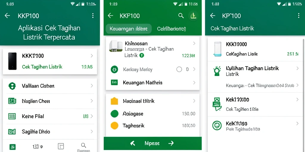 Antarmuka aplikasi KPK100 yang sederhana dan intuitif untuk Cek Tagihan Listrik.