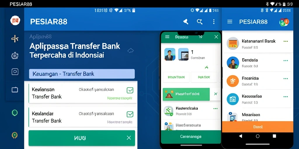 Tampilan aplikasi PESIAR88 dengan fitur Transfer Bank yang mudah digunakan.
