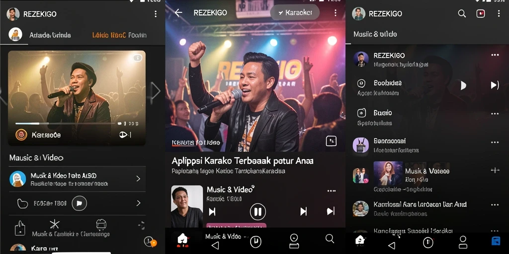 Antarmuka REZEKIGO yang menarik dengan pilihan lagu karaoke.