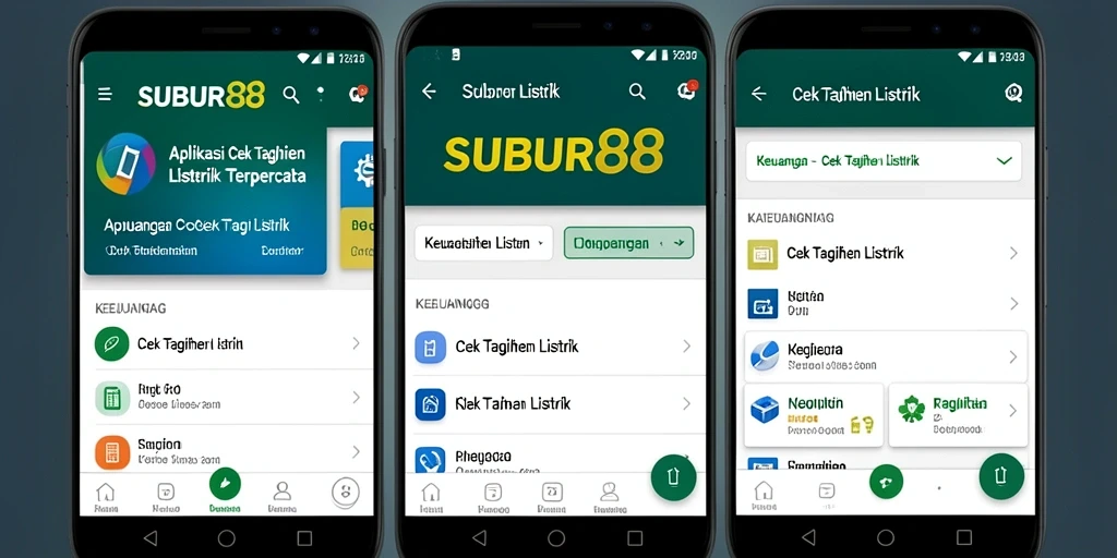 Tampilan antarmuka SUBUR88 saat cek tagihan listrik.